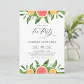 水彩オレンジとグレープフルーツ茶パーティー 招待状 (スタンド正面)