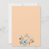 水彩オレンジとダスティーブルーの花のウェディングシャワー 招待状 (裏面)