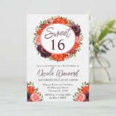 水彩オレンジとブラウンリーススイーツ16 招待状 (スタンド正面)