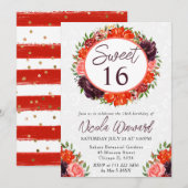 水彩オレンジとブラウンリーススイーツ16 招待状 (正面/裏面)