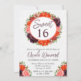 水彩オレンジとブラウンリーススイーツ16 招待状