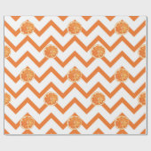 水彩オレンジと白色パターン ラッピングペーパー (フラット)