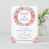 水彩オレンジと紫のリース結婚ズ セーブザデート (スタンド正面)