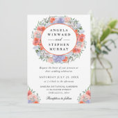 水彩オレンジと紫のリース結婚ズ 招待状 (スタンド正面)