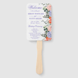 水彩オレンジと紫の花結婚の ハンドファン