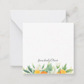 水彩オレンジと緑 – 名前をカスタムする ノートカード (正面)