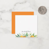 水彩オレンジと緑 – 名前をカスタムする ノートカード (正面/裏面インサイチュ)