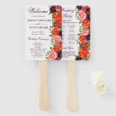 水彩オレンジと茶色の秋結婚の花 ハンドファン (正面&裏面)