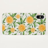 水彩オレンジと葉のパターン Case-Mate iPhoneケース (裏面(横))