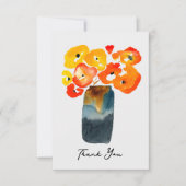 水彩オレンジと赤いポピー ノートカード (正面)