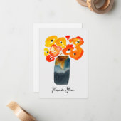 水彩オレンジと赤いポピー ノートカード (正面/裏面インサイチュ)