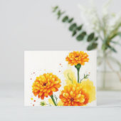 水彩オレンジと黄色のマリゴールド ポストカード (スタンド正面)