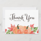 水彩オレンジのトマトとマップルの葉 サンキューカード (正面)