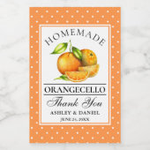 水彩オレンジのドットOrangecello結婚のミニ ワインラベル (シングルラベル)