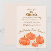 水彩オレンジのパンプキン カスタマイズ 招待状 (正面/裏面)