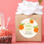 水彩オレンジのベイビーシャワー ラウンドシール