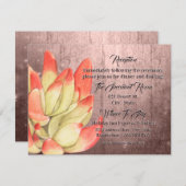 水彩オレンジの先端がついた多肉植物のペコペコとした桃色の受付 エンクロージャーカード (正面/裏面)