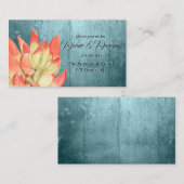 水彩オレンジの先端がついた鮮やかな青緑色の受付 エンクロージャーカード (正面/裏面)