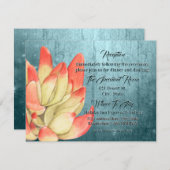 水彩オレンジの先端がついた鮮やかな青緑色の受付 エンクロージャーカード (正面/裏面)