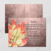 水彩オレンジの先端のついた華やかな桃色の受付 エンクロージャーカード (正面/裏面)