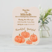 水彩オレンジの友人感謝祭カスタマイズ 招待状 (スタンド正面)