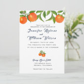 水彩オレンジの果物 ウェディング 招待状 (スタンド正面)