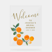 水彩オレンジの果物 ラスティック ブライダル シャワー アクリルサイン (正面)