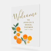水彩オレンジの果物 ラスティック ブライダル シャワー アクリルサイン (傾斜)