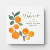 水彩オレンジの果物 ラスティック ブライダル シャワー フォトプラーク (正面)