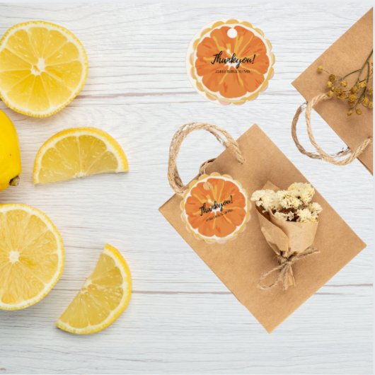 水彩オレンジの柑橘類の果物 ブライダルシャワー フェイバータグ