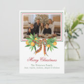 水彩オレンジの格子柄ボーガーランド写真 シーズンカード (スタンド正面)