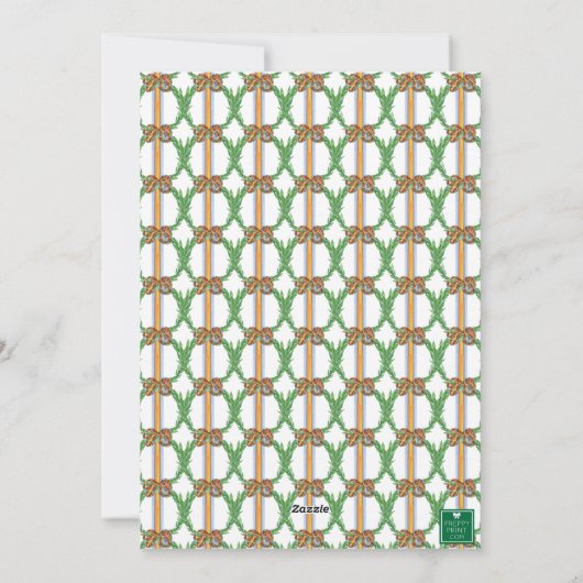 水彩オレンジの格子柄ボーガーランド写真 シーズンカード (裏面)