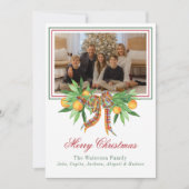 水彩オレンジの格子柄ボーガーランド写真 シーズンカード (正面)