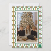 水彩オレンジの格子柄ボーガーランド写真 シーズンカード (裏面)