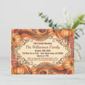 水彩オレンジの秋の家族会のグリーティングカード シーズンカード (スタンド正面)