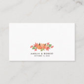 水彩オレンジの秋の感謝祭 プレイスカード (裏面)