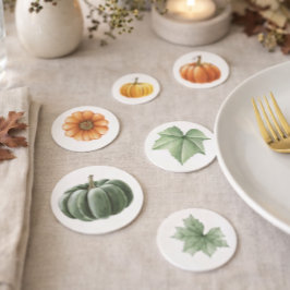 水彩オレンジの秋の葉 コンフェッティ