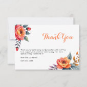 水彩オレンジの花のキンセアニエラ 15歳の誕生日 サンキューカード (正面)