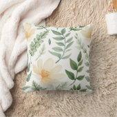 水彩オレンジの花柄 クッション (ブランケット)