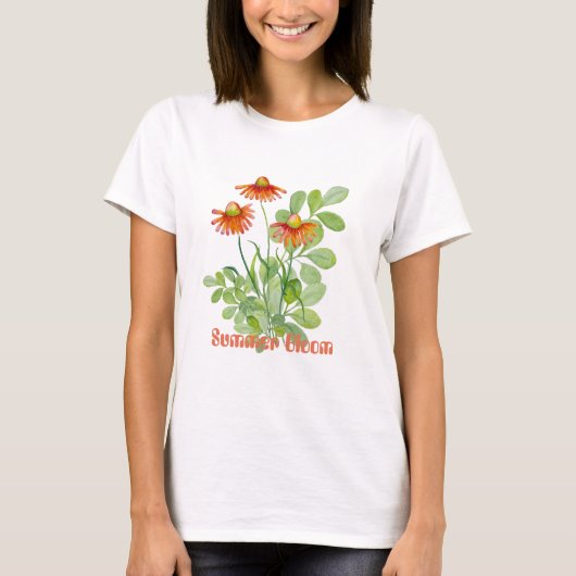 水彩オレンジの花 Tシャツ (正面)