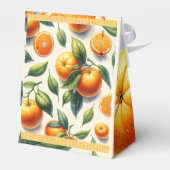 水彩オレンジの葉のウェディング フェイバーボックス (裏面サイド)