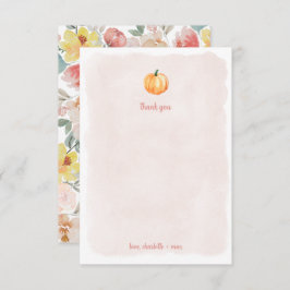 水彩オレンジの赤ちゃんシャワーお礼カード サンキューカード