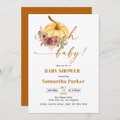 水彩オレンジの赤ちゃん招待状 招待状 (正面/裏面)