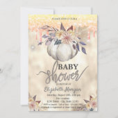 水彩オレンジの輝きのドリップ ベビーシャワー 招待状 (正面)