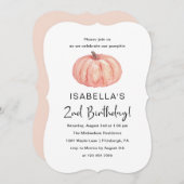 水彩オレンジの2歳の誕生日パーティー 招待状 (正面/裏面)