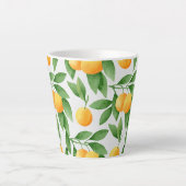 水彩オレンジまたはミカンのパターン カフェラテマグ (正面)