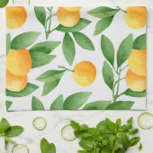 水彩オレンジまたはミカンのパターン キッチンタオル (折り畳み)