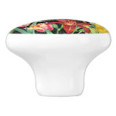 水彩オレンジイエロー春の花ダマスク セラミックノブ (側面)