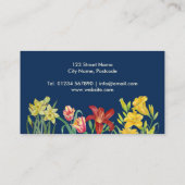 水彩オレンジイエロー春の花ネイビーブルー 名刺 (裏面)