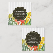 水彩オレンジイエロー春の花 スクエア名刺 (正面/裏面)